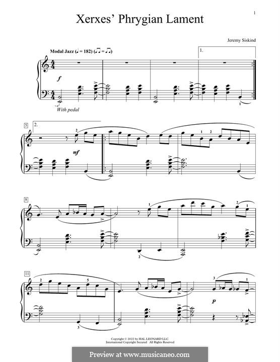 Xerxes' Phrygian Lament by J. Siskind sheet music on MusicaNeo