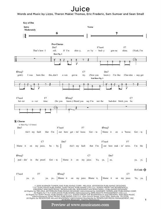 Juice by T. Thomas, E. Frederic, S. Sumser, S. Small, Lizzo on MusicaNeo