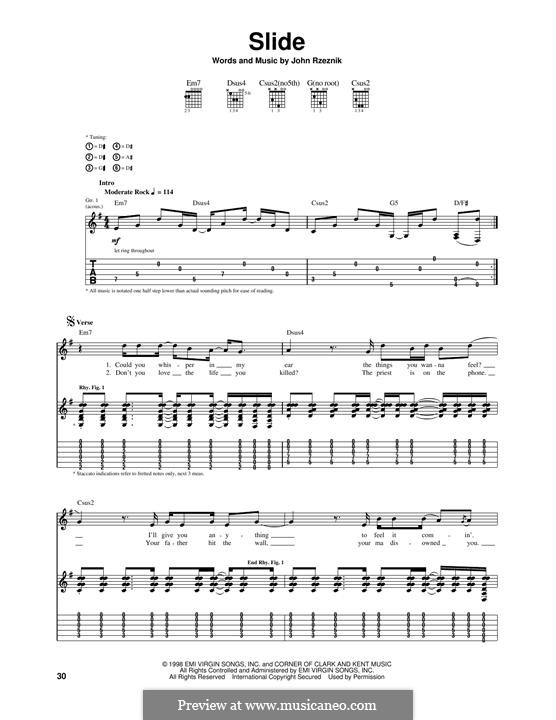 Slide (The Goo Goo Dolls) by J. Rzeznik sheet music on MusicaNeo