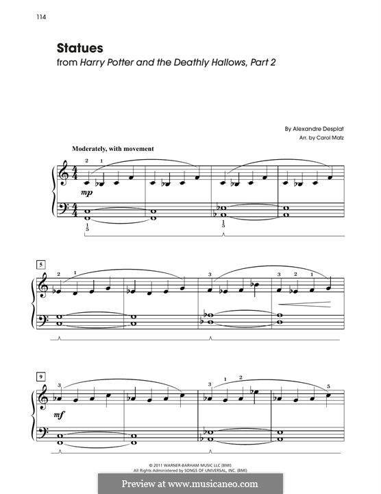 Statues (from Harry Potter) by A. Desplat sheet music on MusicaNeo