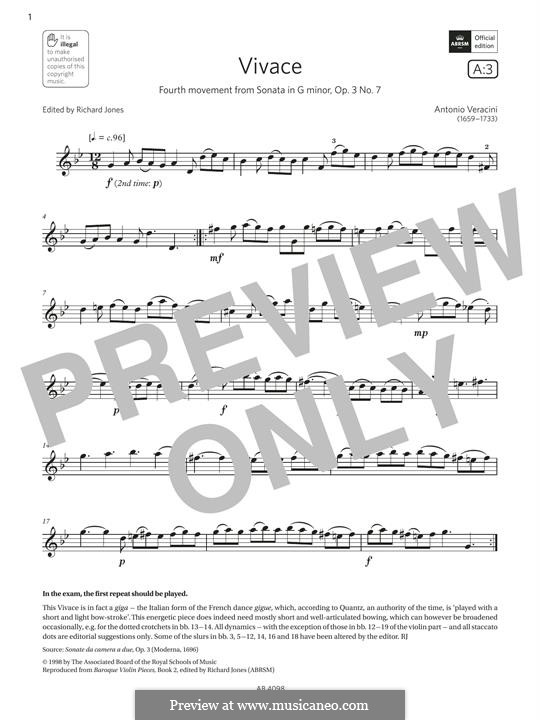 Vivace by A. Veracini sheet music on MusicaNeo