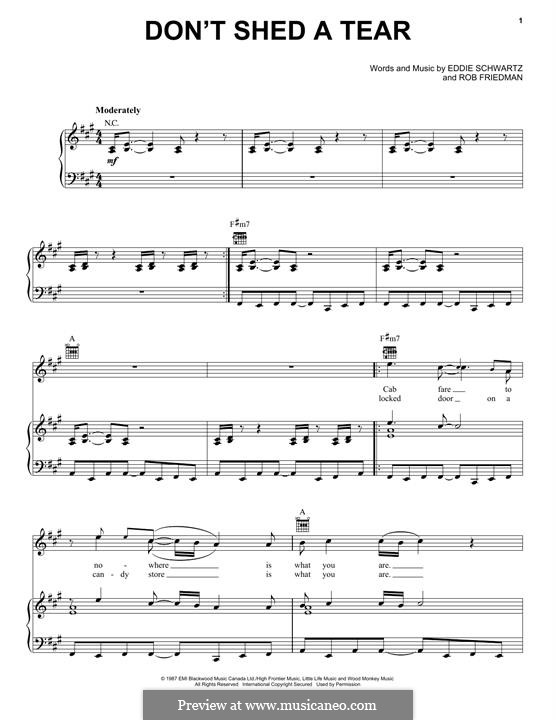 Don't Shed A Tear (Paul Carrack) by E. Schwartz sheet music on MusicaNeo