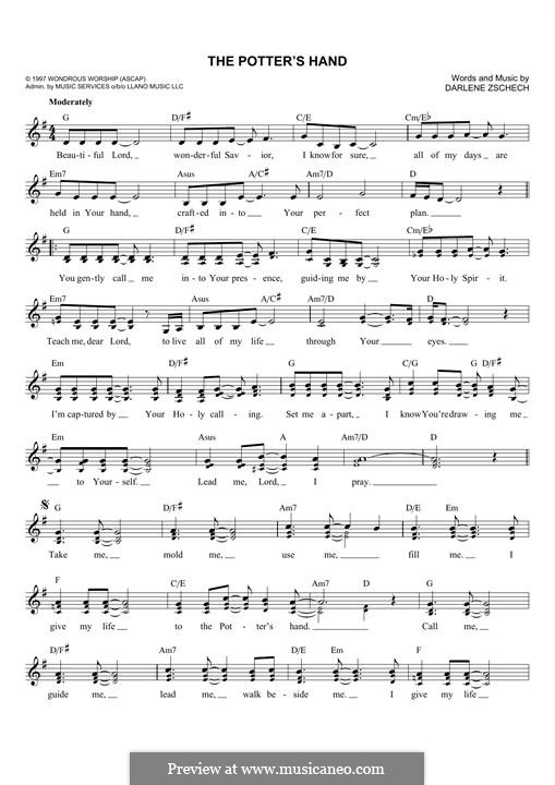 The Potter's Hand by D. Zschech sheet music on MusicaNeo