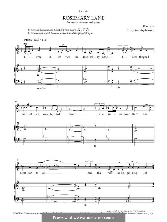 Rosemary Lane by J. Stephenson sheet music on MusicaNeo