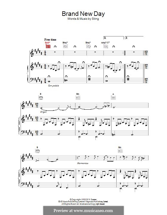 Brand New Day by Sting sheet music on MusicaNeo