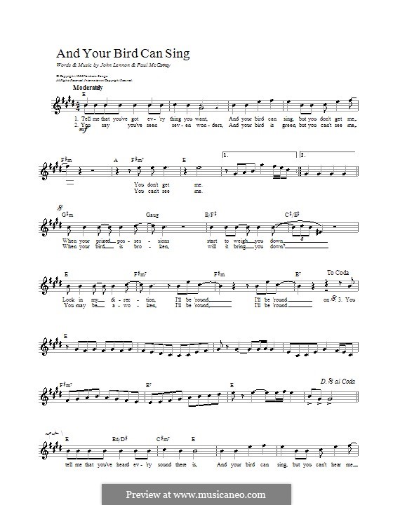 And Your Bird Can Sing (The Beatles) by J. Lennon, P. McCartney on