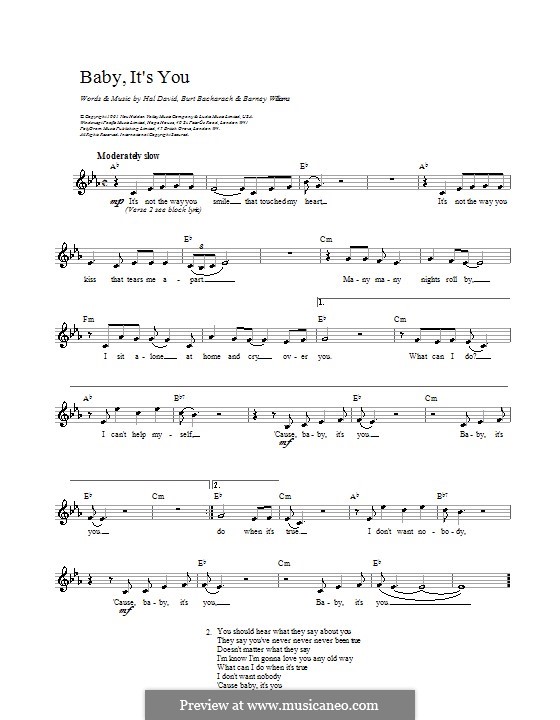 Baby, It's You by B. Williams, B. Bacharach, M. David on MusicaNeo