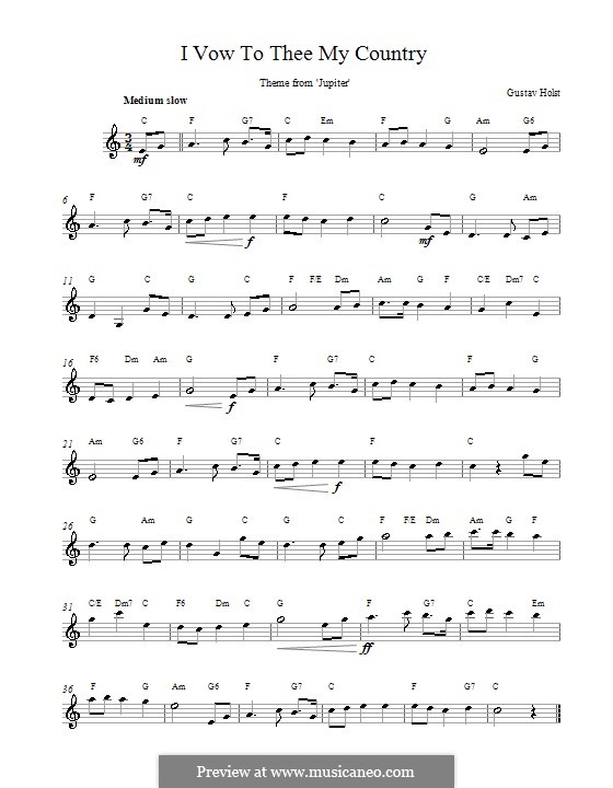 I Vow to Thee My Country by G. Holst sheet music on