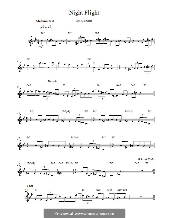 Night Flight by R. Bryant sheet music on MusicaNeo