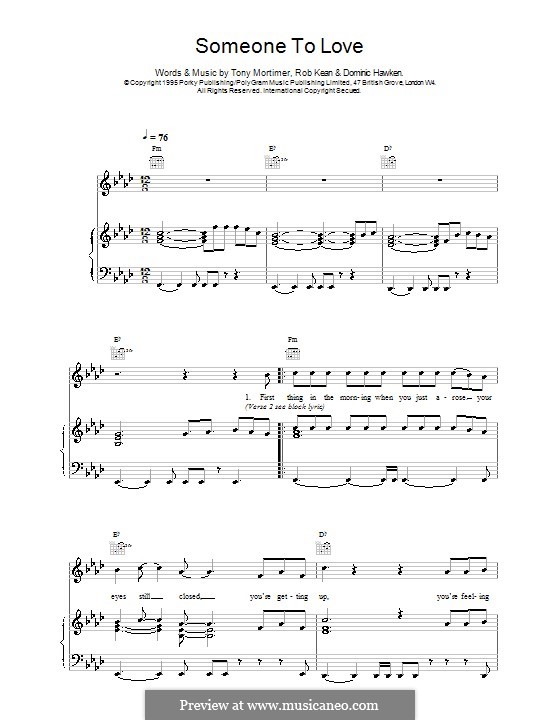 Somebody to Love (East 17) by D. Hawken, R. Kean, T. Mortimer on MusicaNeo