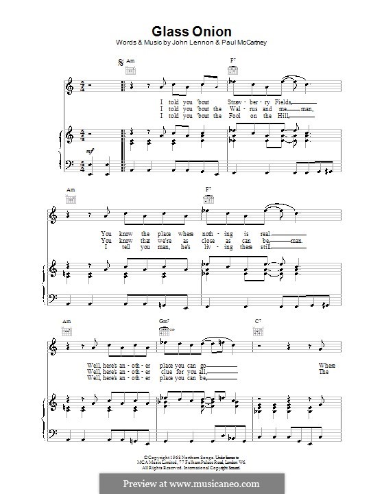 Glass Onion (The Beatles) by J. Lennon, P. McCartney on MusicaNeo