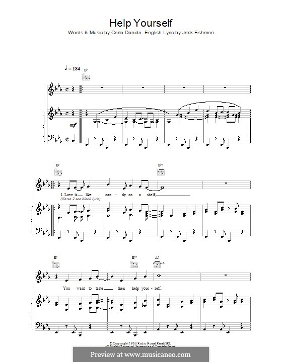 Help Yourself (Tom Jones) by C. Donida sheet music on MusicaNeo