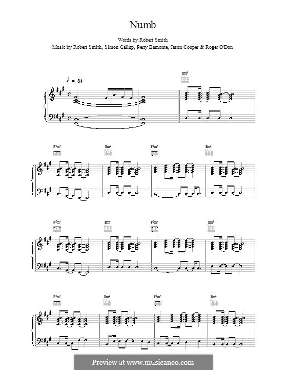 Numb (The Cure) by R.G. Smith sheet music on MusicaNeo