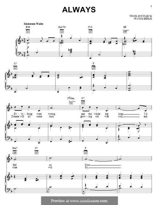 Always by I. Berlin sheet music on MusicaNeo