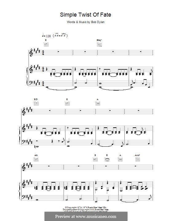 Simple Twist of Fate by B. Dylan sheet music on MusicaNeo