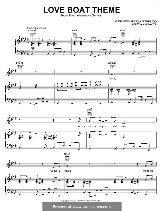 Love Boat Theme by P.H. Williams sheet music on MusicaNeo