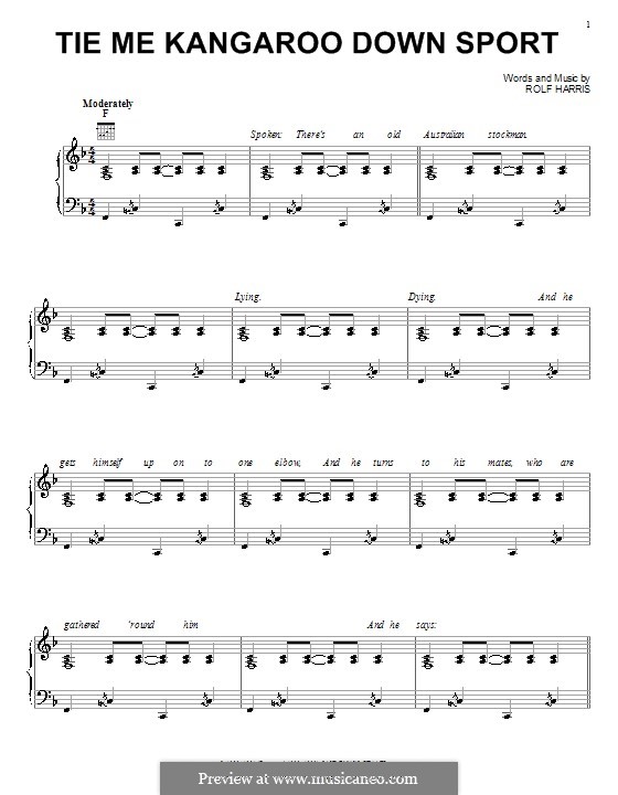 Tie Me Kangaroo Down Sport by R. Harris sheet music on MusicaNeo