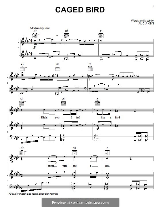 Caged Bird by Alicia Keys sheet music on MusicaNeo