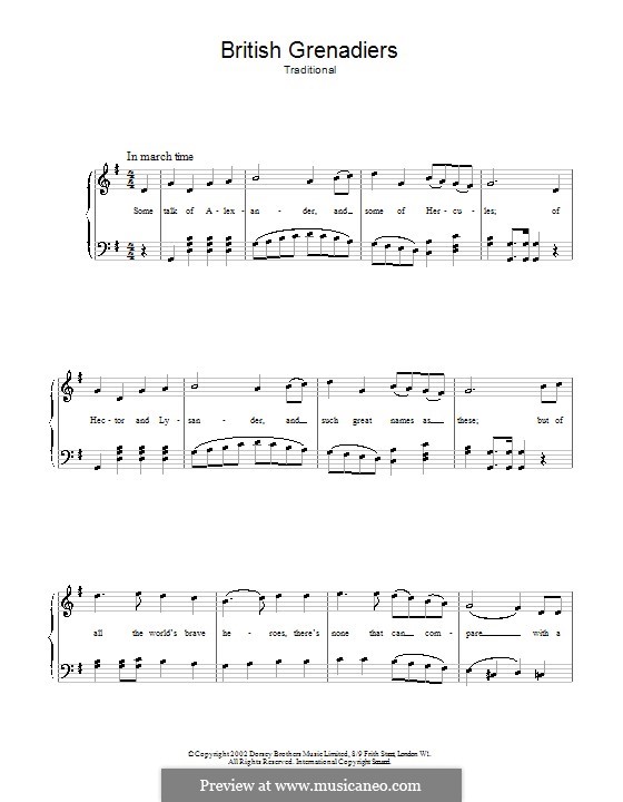 British Grenadiers by Unknown (works before 1850) on MusicaNeo