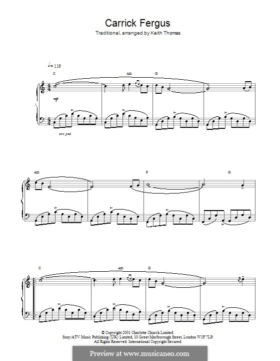 Carrickfergus by folklore sheet music on MusicaNeo
