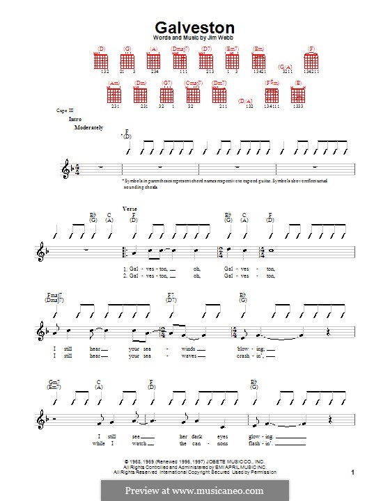Galveston (Glen Campbell) by J. b sheet music on MusicaNeo