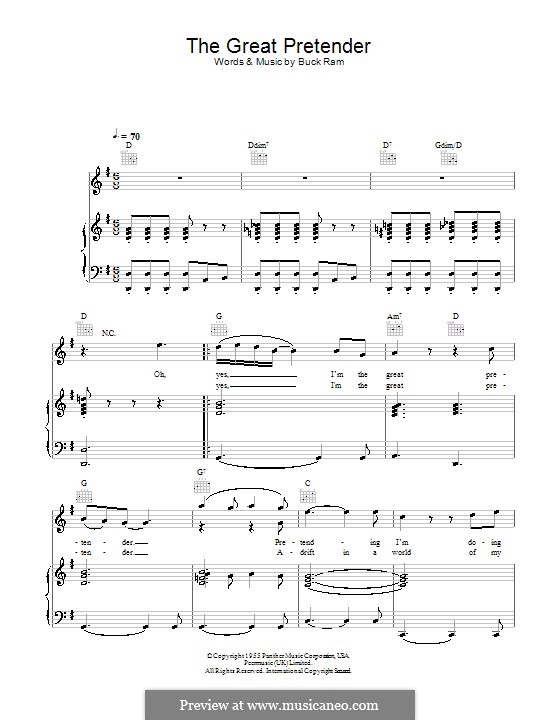 The Great Pretender (The Platters) by B. Ram sheet music on MusicaNeo