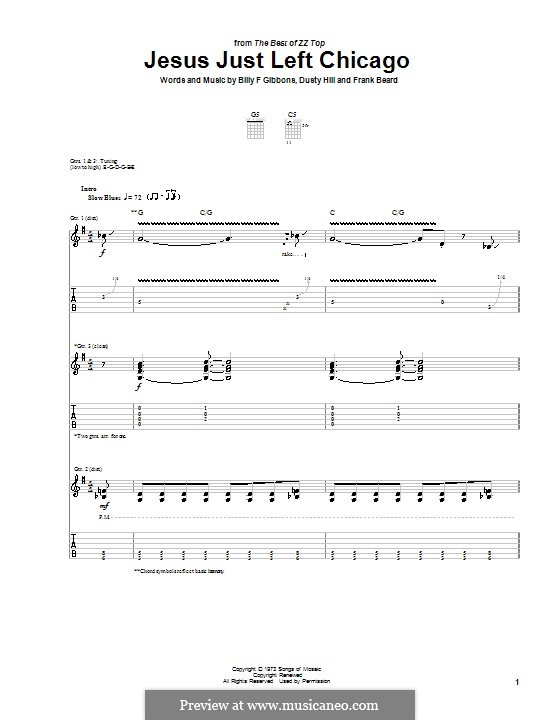 Jesus Just Left Chicago (ZZ Top) by B.F. Gibbons, D. Hill, F.L. Beard