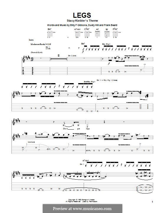 Legs (ZZ Top) by B.F. Gibbons, D. Hill, F.L. Beard on MusicaNeo