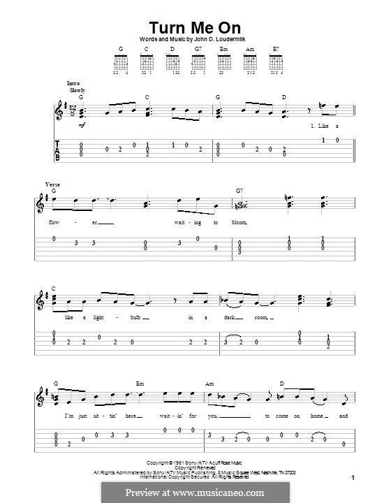 Turn Me On by J.D. Loudermilk sheet music on MusicaNeo