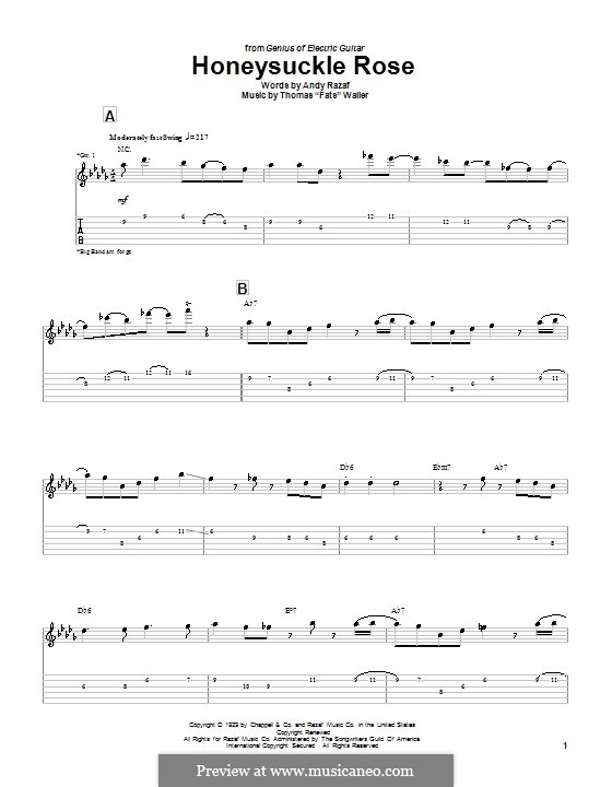 Honeysuckle Rose by Fats Waller sheet music on MusicaNeo