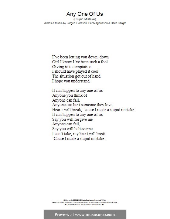 Anyone of Us (Stupid Mistake) by D. Kreuger, J.K. Elofsson, P