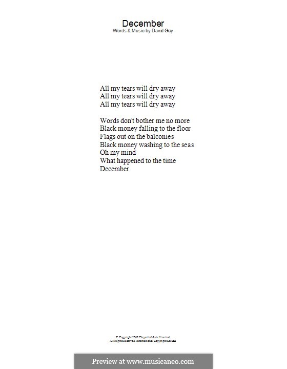 December by D. Gray sheet music on MusicaNeo