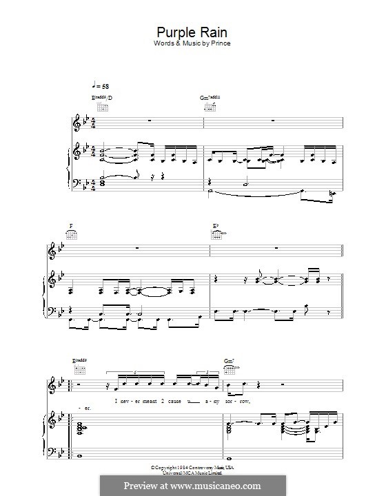 Purple Rain by Prince sheet music on MusicaNeo