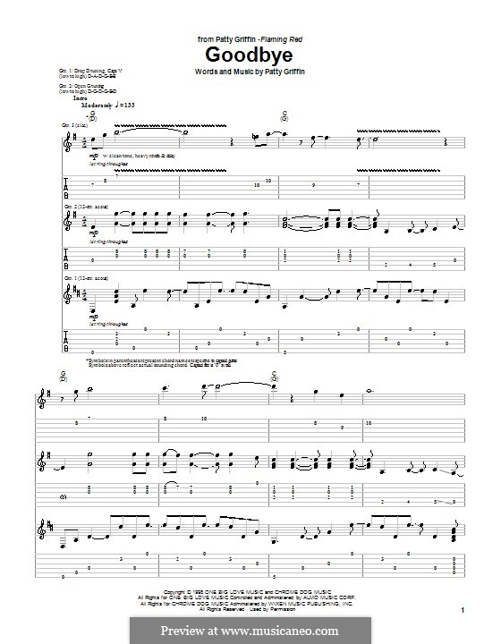 Goodbye by P. Griffin sheet music on MusicaNeo