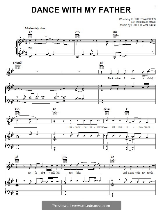 Dance with My Father by L. Vandross sheet music on MusicaNeo