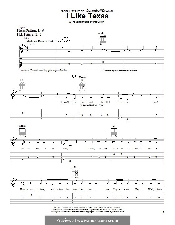 I Like Texas by P. Green sheet music on MusicaNeo