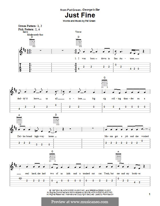 Just Fine by P. Green sheet music on MusicaNeo