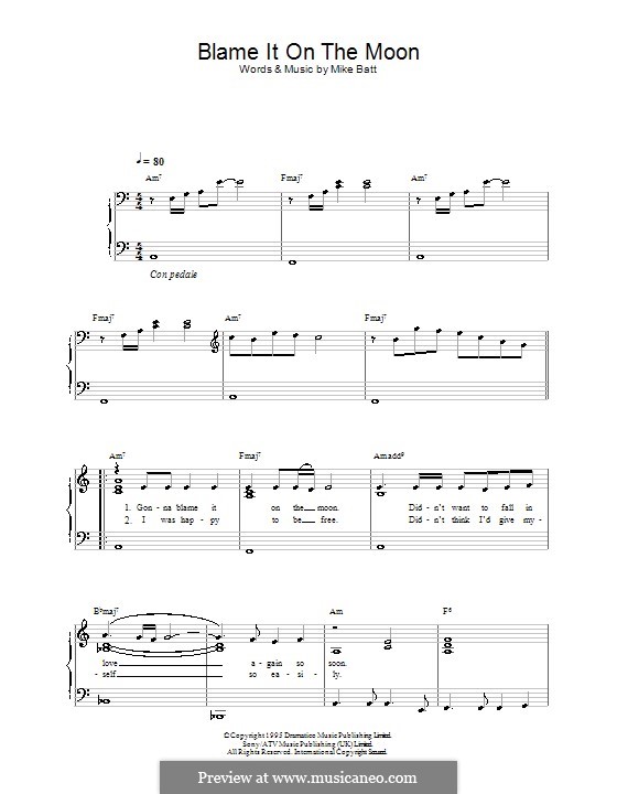 Blame It on the Moon (Katie Melua) by M. Batt sheet music on MusicaNeo