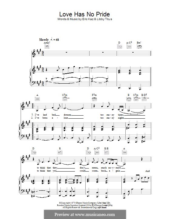 Liz Callaway & Gene Miller "Love Will Find A Way (From The Lion King Ii: Simba's Pride)" Sheet Music Notes | Download Printable Pdf Score 254455 Love Has No Pride (Jane Monheit) By E. Kaz, L. Titus On Musicaneo