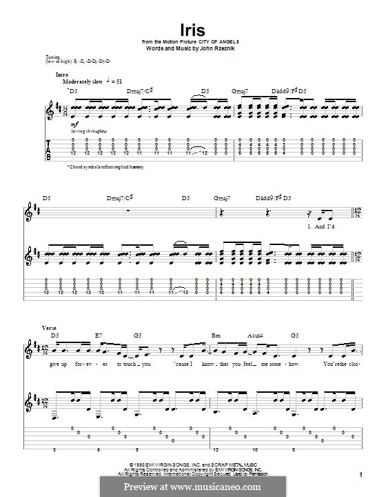 Iris (Goo Goo Dolls) by J. Rzeznik sheet music on MusicaNeo
