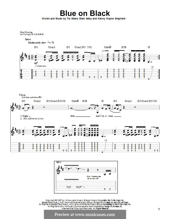 Blue on Black by M. Selby, T. Sillers sheet music on MusicaNeo