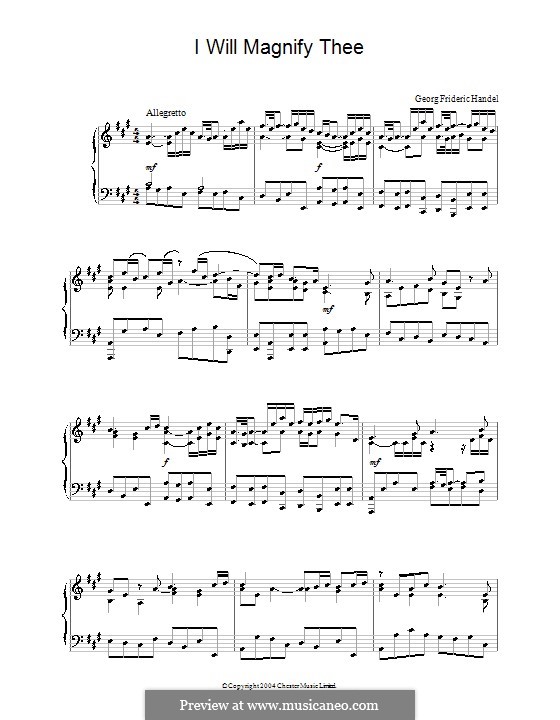 I Will Magnify Thee by G.F. Händel sheet music on MusicaNeo