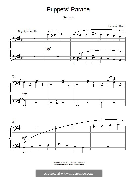 Puppets' Parade by D. Brady sheet music on MusicaNeo