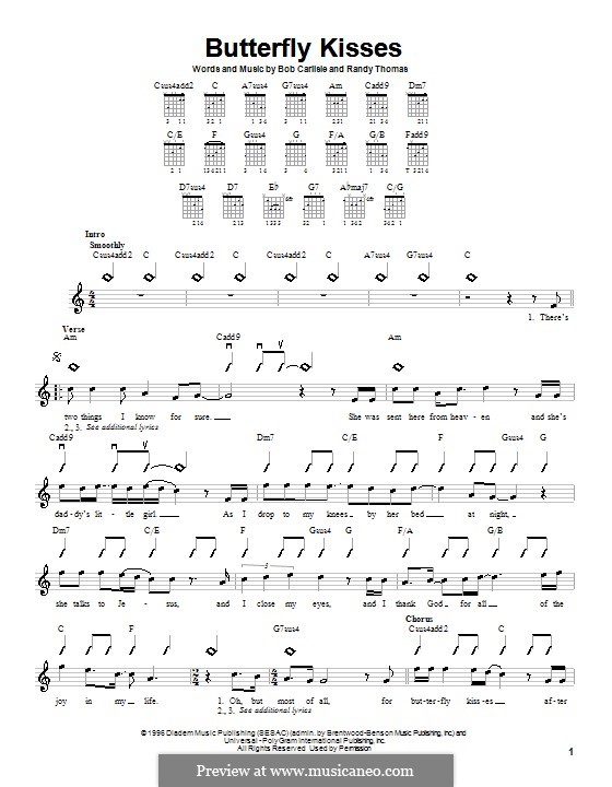 Butterfly Kisses by R. Thomas sheet music on MusicaNeo
