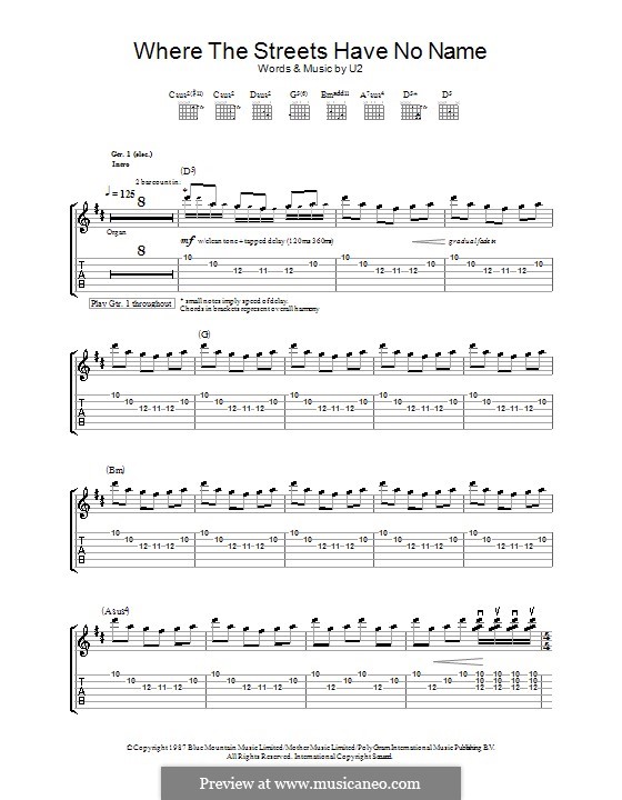 Where the Streets Have no Name von U2 Noten auf MusicaNeo