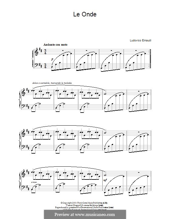 Le Onde von L. Einaudi Noten auf MusicaNeo
