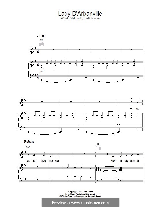 Lady d'Arbanville von C. Stevens Noten auf MusicaNeo