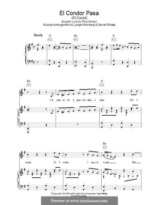 El condor pasa von folklore Noten auf MusicaNeo