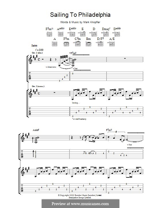 Sailing to Philadelphia von M. Knopfler Noten auf MusicaNeo