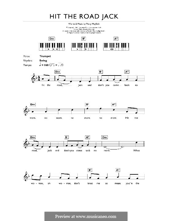 Hit the Road Jack (Ray Charles) von P. Mayfield Noten auf MusicaNeo